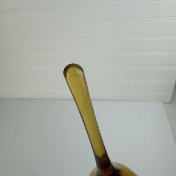 MCM Amber Art Glass Decanter Genie Bottle Flame Tear Drop Stopper ONLY 9” - Picture 9 of 10